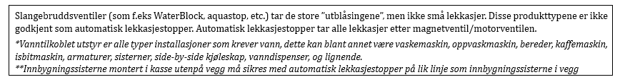 Tilleggsinformasjon lekkasjesikring